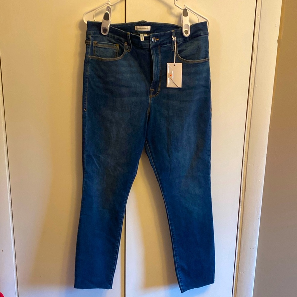 NWT Good American Good Waist Cropped Denim Jeans Sz 14